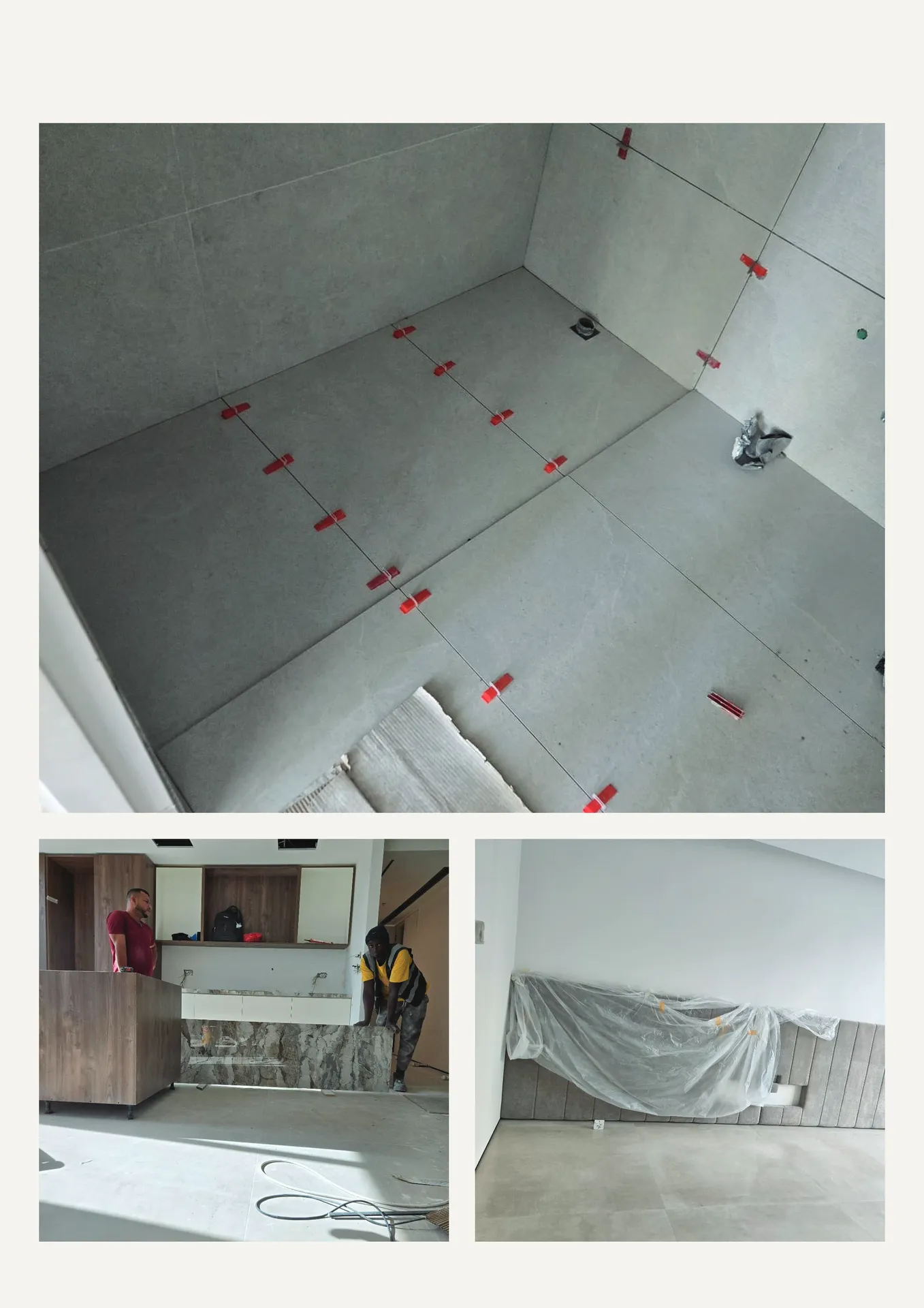 Bathroom details: tiling and vanity installation